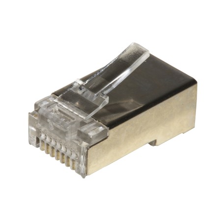 CONFEZIONE 100 CONNETTORI 8 POLI CAT 5E SCHERMATO RJ45 PER CAVO SOLIDO