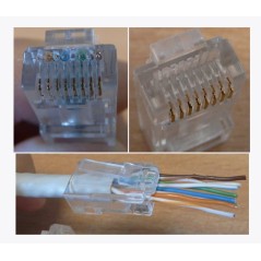 CONFEZIONE 100 CONNETTORI 8 POLI CAT 6 UTP NON SCHERMATO RJ45 CON FORI PER AGEVOLARE INSERIMENTO CAVI PER CAVO FLESSIBILE