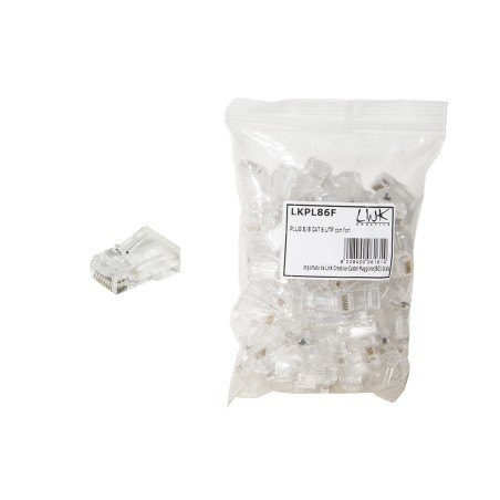 CONFEZIONE 100 CONNETTORI 8 POLI CAT 6 UTP NON SCHERMATO RJ45 CON FORI PER AGEVOLARE INSERIMENTO CAVI PER CAVO FLESSIBILE