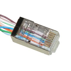 CONFEZIONE 100 CONNETTORI 8 POLI CAT 6 SCHERMATO RJ45 CON INSERTO PER CAVO FLESSIBILE