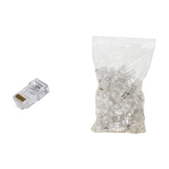 CONFEZIONE 100 CONNETTORI 8 POLI CAT 6 UTP NON SCHERMATO RJ45 PER CAVO FLESSIBILE