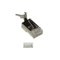 CONFEZIONE 10 PLUG SCHERMATI 8 POLI RJ45 PER CAVO FINO A 1,5 MM2 CAT 5E, 6, 6A E 7 CON INSERITORE PER CAVO SOLIDO O FLESSIBILE