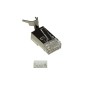 CONFEZIONE 10 PLUG SCHERMATI 8 POLI RJ45 PER CAVO FINO A 1,5 MM2 CAT 5E, 6, 6A E 7 CON INSERITORE PER CAVO SOLIDO O FLESSIBILE