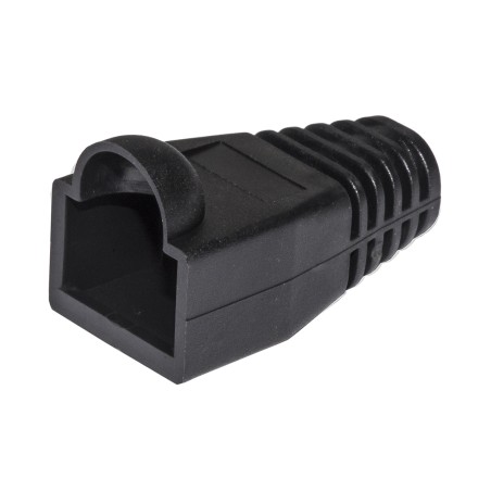 CONFEZIONE 100 COPRICONNETTORI 6MM PER PLUG RJ45 8 POLI CAVO CAT 5E- 6 NERI