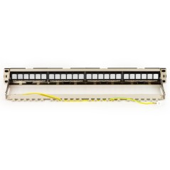 PANNELLO PATCH VUOTO IN METALLO CON FRAME REMOVIBILI CON BARRA SUPPORTO POSTERIORE PER CONNETTORI SCHERMATI CON PRESA A TERRA