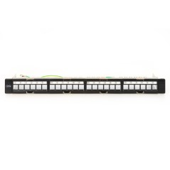 PANNELLO PATCH VUOTO IN METALLO CON FRAME REMOVIBILI CON BARRA SUPPORTO POSTERIORE PER CONNETTORI SCHERMATI CON PRESA A TERRA