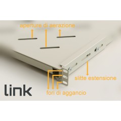 RIPIANO ALLUNGABILE DA 560 A1023 MM PER ARMADI RACK 19" FINO A 1000 MM COLORE GRIGIO CHIARO