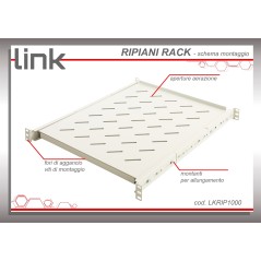RIPIANO ALLUNGABILE DA 560 A1023 MM PER ARMADI RACK 19" FINO A 1000 MM COLORE GRIGIO CHIARO