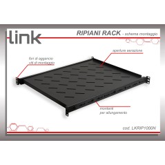 RIPIANO ALLUNGABILE DA 560 A1023 MM PER ARMADI RACK 19" FINO A 1000 MM COLORE NERO