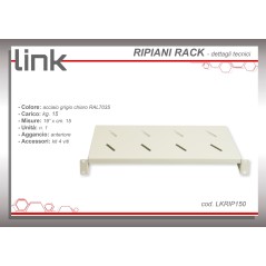 RIPIANO PER ARMADIO 19" 1 UNITA' PROFONDITA' 150 MM. (UNIVERSALE) COLORE GRIGIO