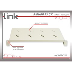 RIPIANO PER ARMADIO 19" 1 UNITA' PROFONDITA' 150 MM. (UNIVERSALE) COLORE GRIGIO