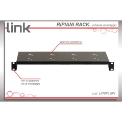 RIPIANO PER ARMADIO 19" 1 UNITA' PROFONDITA' 150 MM. (UNIVERSALE) COLORE NERO