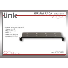 RIPIANO PER ARMADIO 19" 1 UNITA' PROFONDITA' 150 MM. (UNIVERSALE) COLORE NERO