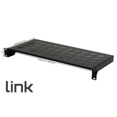 RIPIANO PER ARMADIO 19" 1 UNITA' PROFONDITA' 200 MM. (UNIVERSALE) 2 ATTACCHI (FRONTALI) COLORE NERO