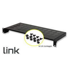 RIPIANO PER ARMADIO 19" 1 UNITA' PROFONDITA' 200 MM. (UNIVERSALE) 2 ATTACCHI (FRONTALI) COLORE NERO