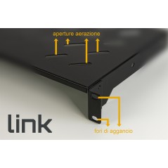 RIPIANO PER ARMADIO 19" 1 UNITA' PROFONDITA' 200 MM. (UNIVERSALE) 2 ATTACCHI (FRONTALI) COLORE NERO