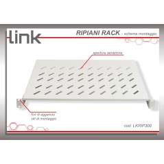 RIPIANO PER ARMADIO 19" 1 UNITA' PROFONDITA' 300 MM. (UNIVERSALE) 2 ATTACCHI (FRONTALI) COLORE GRIGIO