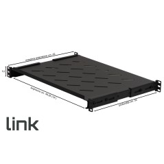 RIPIANO PER ARMADIO RACK 19" ALLUNGABILE 350 MM CON 4 AGGANCI NERO
