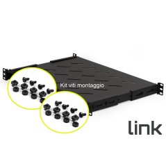 RIPIANO PER ARMADIO RACK 19" ALLUNGABILE 350 MM CON 4 AGGANCI NERO