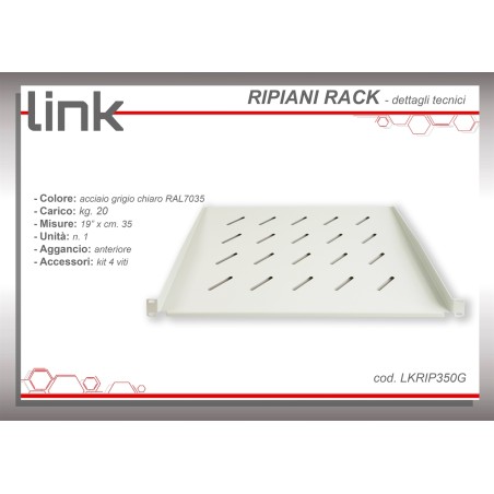 RIPIANO PER ARMADIO 19" 1 UNITA' PROFONDITA' 350 MM. (UNIVERSALE) COLORE GRIGIO