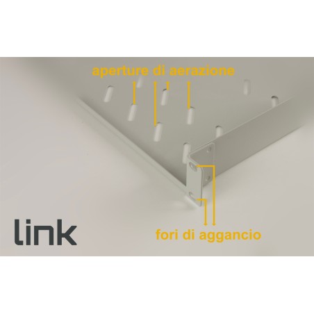 RIPIANO PER ARMADIO 19" 1 UNITA' PROFONDITA' 350 MM. (UNIVERSALE) 4 ATTACCHI (FRONTALE+POSTERIORE) COLORE GRIGIO