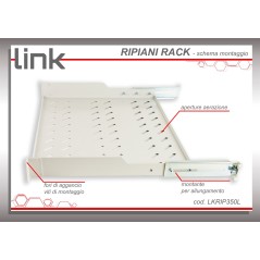 RIPIANO PER ARMADIO 19" 1 UNITA' PROFONDITA' 350 MM. (UNIVERSALE) 4 ATTACCHI (FRONTALE+POSTERIORE) COLORE GRIGIO