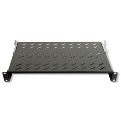 RIPIANO PER ARMADIO 19" 1 UNITA' PROFONDITA' 350 MM. (UNIVERSALE) 4 ATTACCHI (FRONTALE+POSTERIORE) COLORE NERO