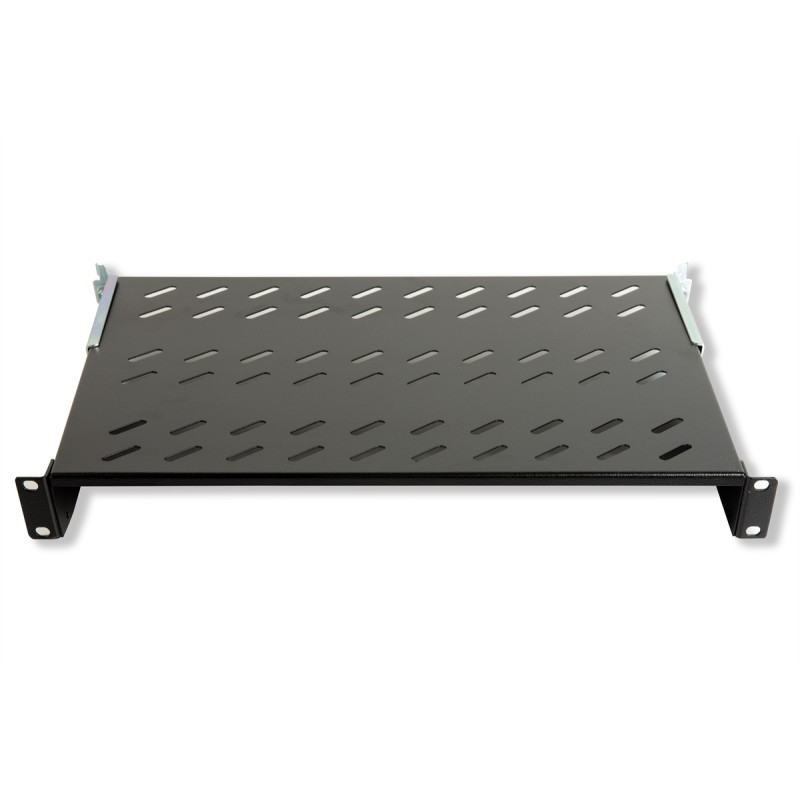 RIPIANO PER ARMADIO 19" 1 UNITA' PROFONDITA' 350 MM. (UNIVERSALE) 4 ATTACCHI (FRONTALE+POSTERIORE) COLORE NERO