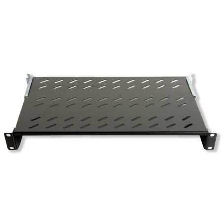RIPIANO PER ARMADIO 19" 1 UNITA' PROFONDITA' 350 MM. (UNIVERSALE) 4 ATTACCHI (FRONTALE+POSTERIORE) COLORE NERO