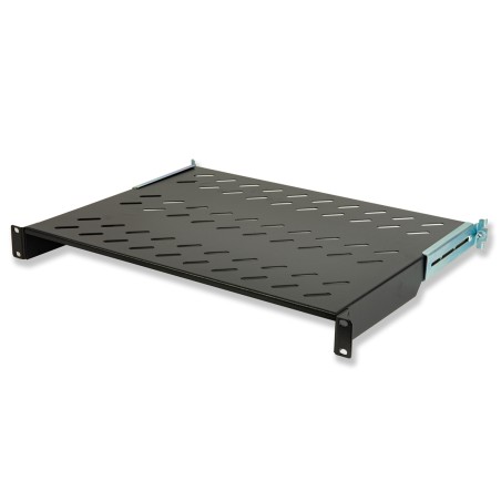 RIPIANO PER ARMADIO 19" 1 UNITA' PROFONDITA' 350 MM. (UNIVERSALE) 4 ATTACCHI (FRONTALE+POSTERIORE) COLORE NERO