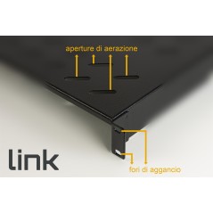 RIPIANO PER ARMADIO 19" 1 UNITA' PROFONDITA' 350 MM. (UNIVERSALE) 4 ATTACCHI (FRONTALE+POSTERIORE) COLORE NERO