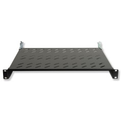 RIPIANO PER ARMADIO 19" 1 UNITA' PROFONDITA' 350 MM. (UNIVERSALE) 4 ATTACCHI (FRONTALE+POSTERIORE) COLORE NERO
