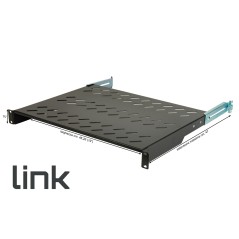 RIPIANO PER ARMADIO 19" 1 UNITA' PROFONDITA' 350 MM. (UNIVERSALE) 4 ATTACCHI (FRONTALE+POSTERIORE) COLORE NERO
