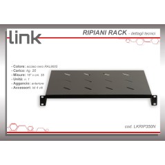 RIPIANO PER ARMADIO 19" 1 UNITA' PROFONDITA' 350 MM. (UNIVERSALE) COLORE NERO