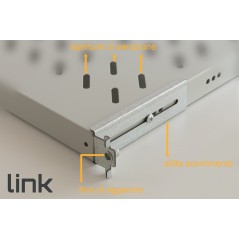 RIPIANO UNIVERSALE PER ARMADIO RACK 19" ALLUNGABILE 370-450 MM CON 4 AGGANCI GRIGIO