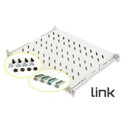RIPIANO UNIVERSALE PER ARMADIO RACK 19" ALLUNGABILE 370-450 MM CON 4 AGGANCI GRIGIO