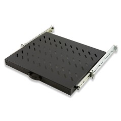 RIPIANO UNIVERSALE PER ARMADIO RACK 19" ESTRAIBILE SU BINARI TELESCOPICI 1 UNITA' NERO 370 MM.
