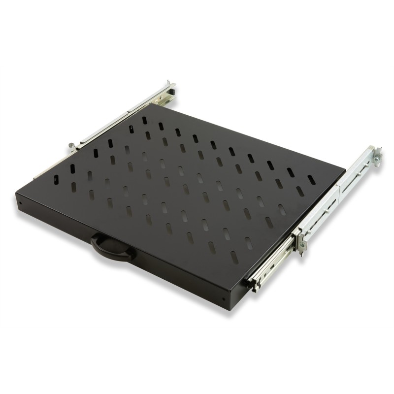 RIPIANO UNIVERSALE PER ARMADIO RACK 19" ESTRAIBILE SU BINARI TELESCOPICI 1 UNITA' NERO 370 MM. RIPIANO UNIVERSALE PER ARMADIO RACK 19" ESTRAIBILE SU BINARI TELESCOPICI 1 UNITA' NERO 370 MM.