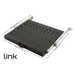 RIPIANO UNIVERSALE PER ARMADIO RACK 19" ESTRAIBILE SU BINARI TELESCOPICI 1 UNITA' NERO 370 MM.