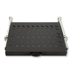 RIPIANO UNIVERSALE PER ARMADIO RACK 19" ESTRAIBILE SU BINARI TELESCOPICI 1 UNITA' NERO 370 MM.