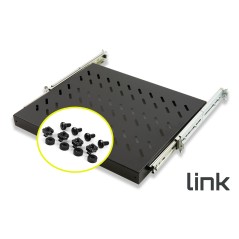 RIPIANO UNIVERSALE PER ARMADIO RACK 19" ESTRAIBILE SU BINARI TELESCOPICI 1 UNITA' NERO 370 MM.