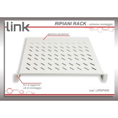 RIPIANO PER ARMADIO 19" 2 UNITA' PROFONDITA' 400 MM. (UNIVERSALE) COLORE GRIGIO