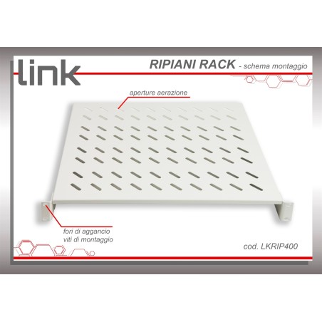 RIPIANO PER ARMADIO 19" 2 UNITA' PROFONDITA' 400 MM. (UNIVERSALE) COLORE GRIGIO