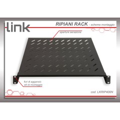 RIPIANO PER ARMADIO 19" 2 UNITA' PROFONDITA' 400 MM. (UNIVERSALE) COLORE NERO