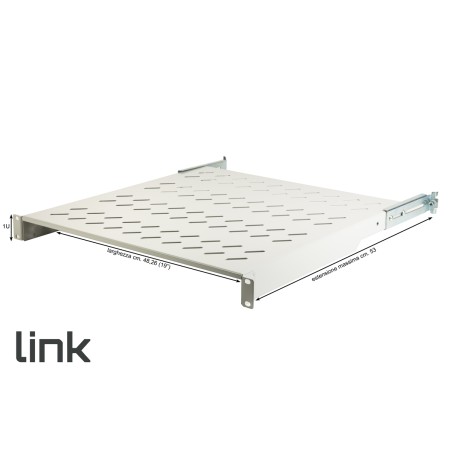 RIPIANO PER ARMADIO 19" 1 UNITA' PROFONDITA' 450 MM. (UNIVERSALE) 4 ATTACCHI (FRONTALE+POSTERIORE) COLORE GRIGIO