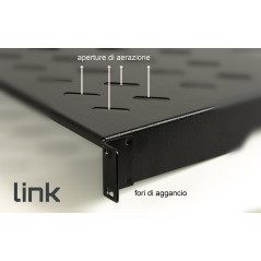 RIPIANO PER ARMADIO 19" 1 UNITA' PROFONDITA' 450 MM. (UNIVERSALE) 4 ATTACCHI (FRONTALE+POSTERIORE) COLORE NERO