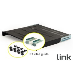 RIPIANO PER ARMADIO 19" 1 UNITA' PROFONDITA' 450 MM. (UNIVERSALE) 4 ATTACCHI (FRONTALE+POSTERIORE) COLORE NERO