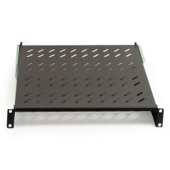 RIPIANO PER ARMADIO 19" 1 UNITA' PROFONDITA' 450 MM. (UNIVERSALE) 4 ATTACCHI (FRONTALE+POSTERIORE) COLORE NERO