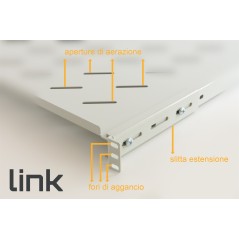 RIPIANO PER ARMADIO RACK 19" ALLUNGABILE 550 MM CON 4 AGGANCI GRIGIO