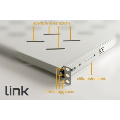 RIPIANO UNIVERSALE PER ARMADIO RACK 19" ESTRAIBILE SU BINARI TELESCOPICI 1 UNITA' GRIGIO 550MM.